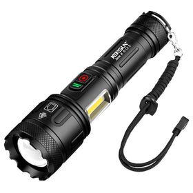 Helius High Power XHP160+COB Flashlight TYPE-C Rechargeable Zoom Torch Lantern for CampingWorkEmergency