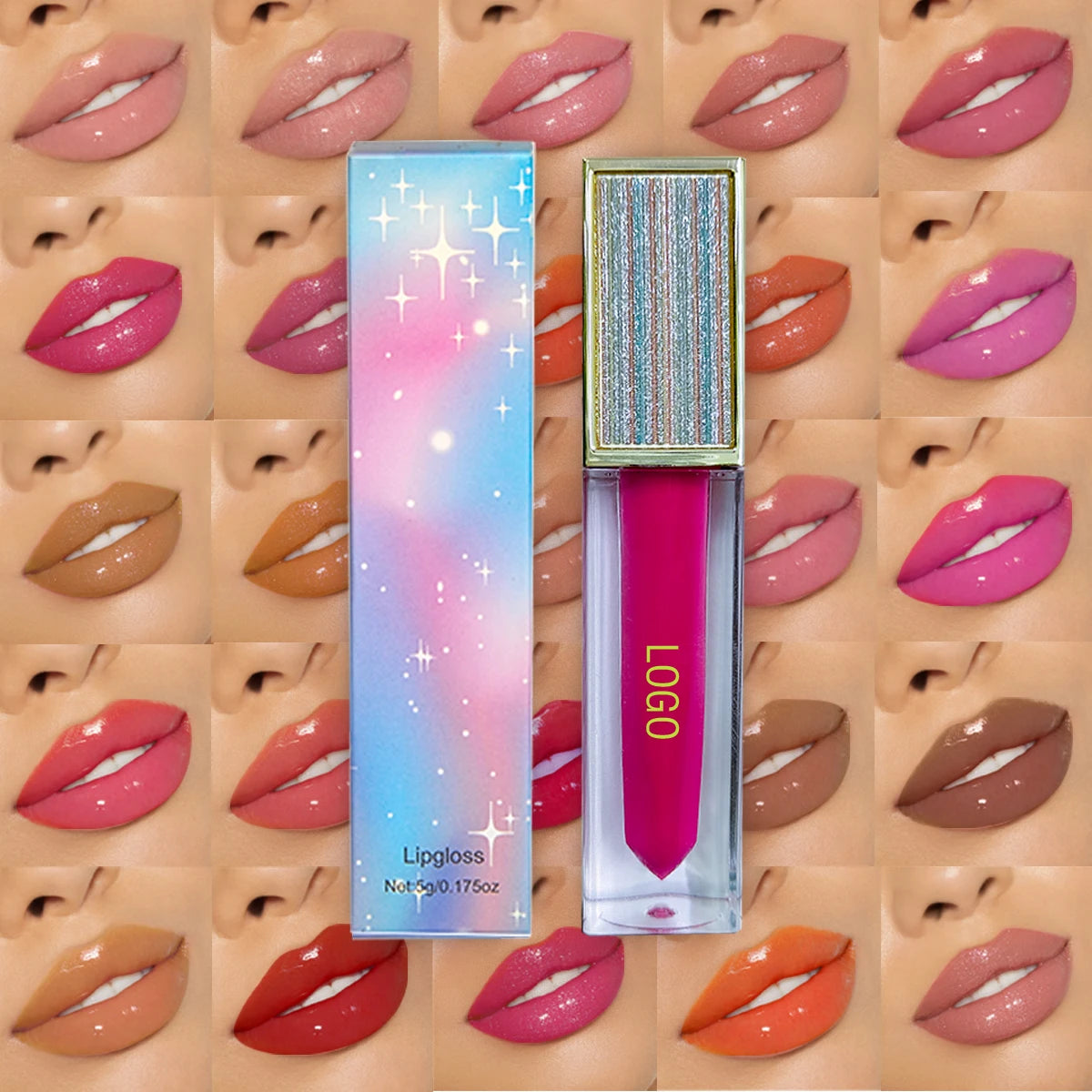 Custom Logo Cute Lip Gloss Glossy Shiny Vegan clear Lipgloss Private Label Pigment Lipgloss Tubes Custom logo with Box Lip Gloss