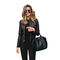 RNSHANGER Women Flight Jacket Pu Leather Zipper Outfit Autumn Fashion Short Thin Female Coat Office Lady Casual Jackets