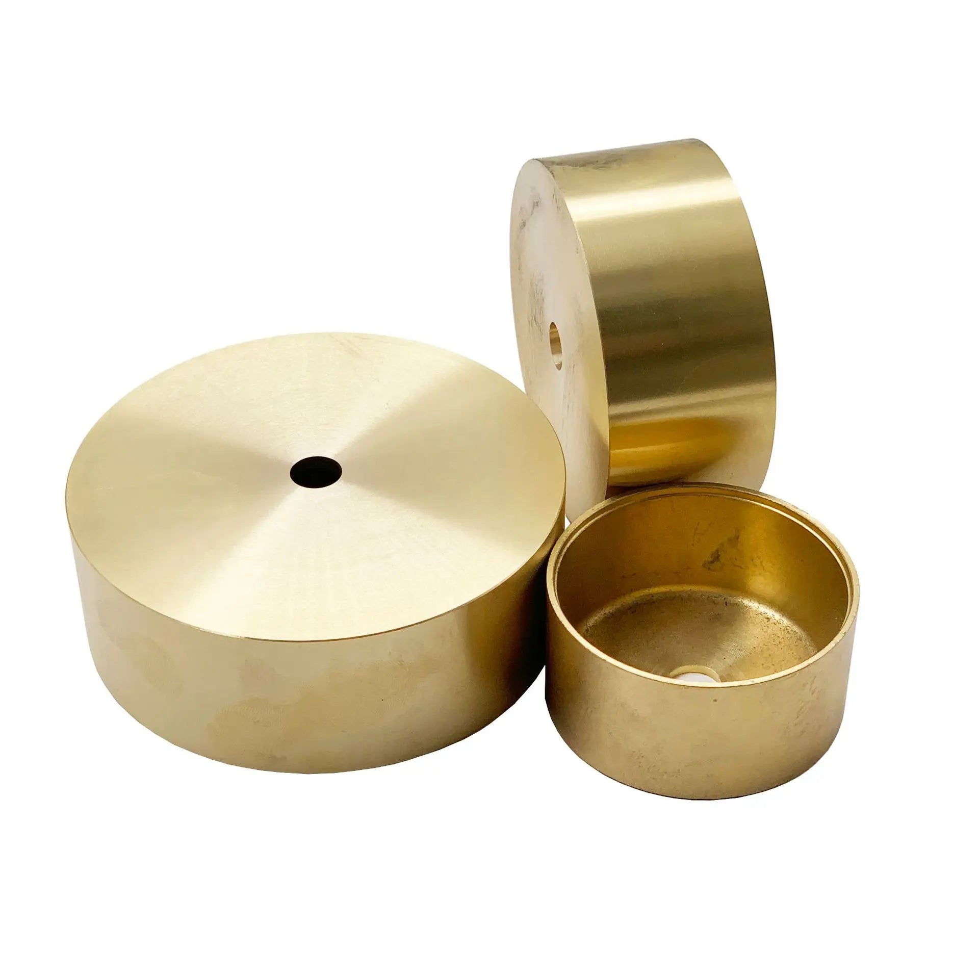 Pure Brass Pendant Lamp Base 50 60 70 80mm Round Unfinished Screw Style 2mm Thickness Customized Size Holder for Lighting DIY