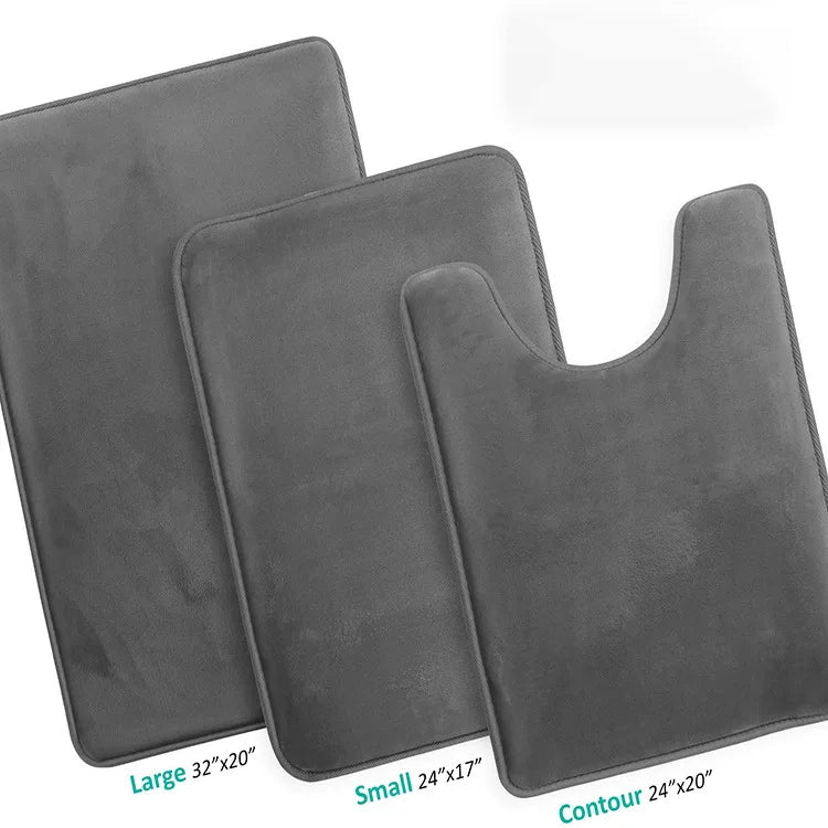 3pcs Flannel Bathroom Non-slip Toilet Cushion 3d Printed Carpet Floor Mat Bath Mat 100% Polyester