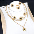 Fashion Ring 18K Necklace Set Hawaiian Jewelry Necklace Plated Flower Earring with Bracelet Set Gold Women's CLASSIC Shell DHL