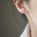 Simple Design 925 Sterling Silver Dainty Geometric Jewelry Letter X Stud Earrings