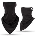 Black Skull Face Covering Tube Bandana Scarf Polyester Material with Ear Loops
