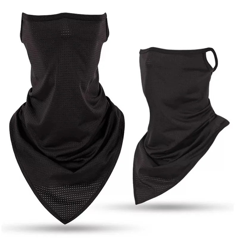 Black Skull Face Covering Tube Bandana Scarf Polyester Material with Ear Loops