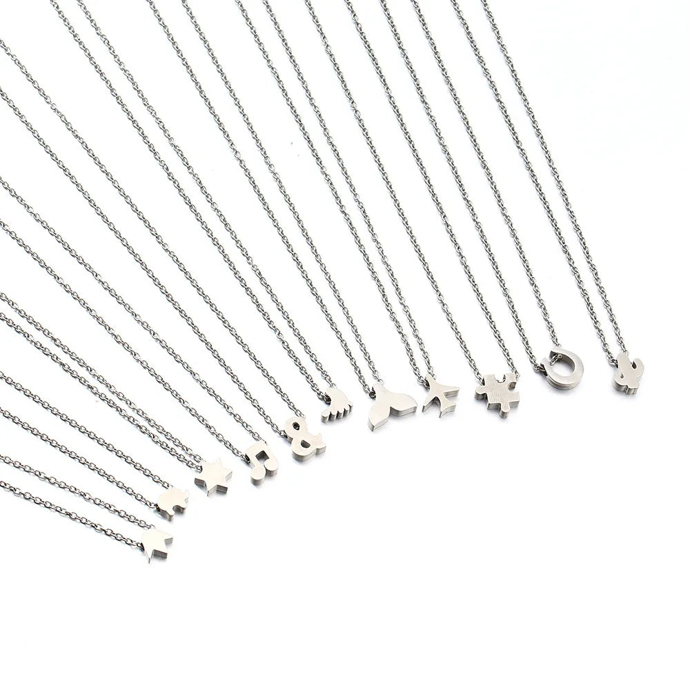 Trendy Women's Stainless Steel Collarbone Chain Pendant Simple Fashion 3D Music Eight Symbols Necklace