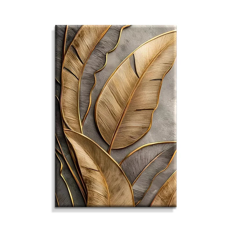 Modern Light Luxury Entrance Decoration Painting Golden Leaf Living Room Sofa Background Wall Hanging Painting