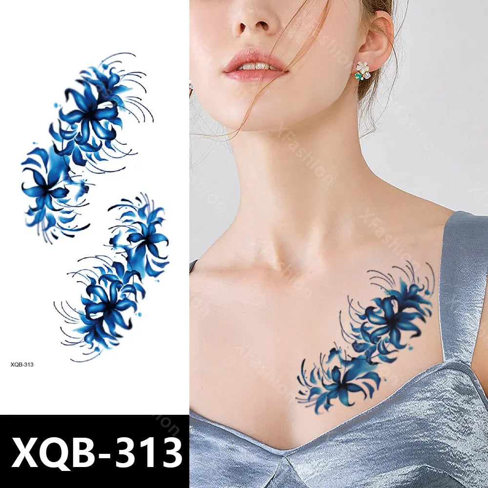 Hot Selling Floral Pattern Black Body Sticker Tattoo Waterproof XQB Arm Stickers