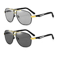 Wholesale 8708 Aluminum Photochromatic Sunglasses Square Shape Grey Polarized Lenses Black Dark Grey Discoloration Customizable