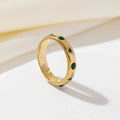 Vintage Personalized Green Zircon Finger Ring 18K Gold Pvd Titanium Steel Gemstone Rings in Bulk