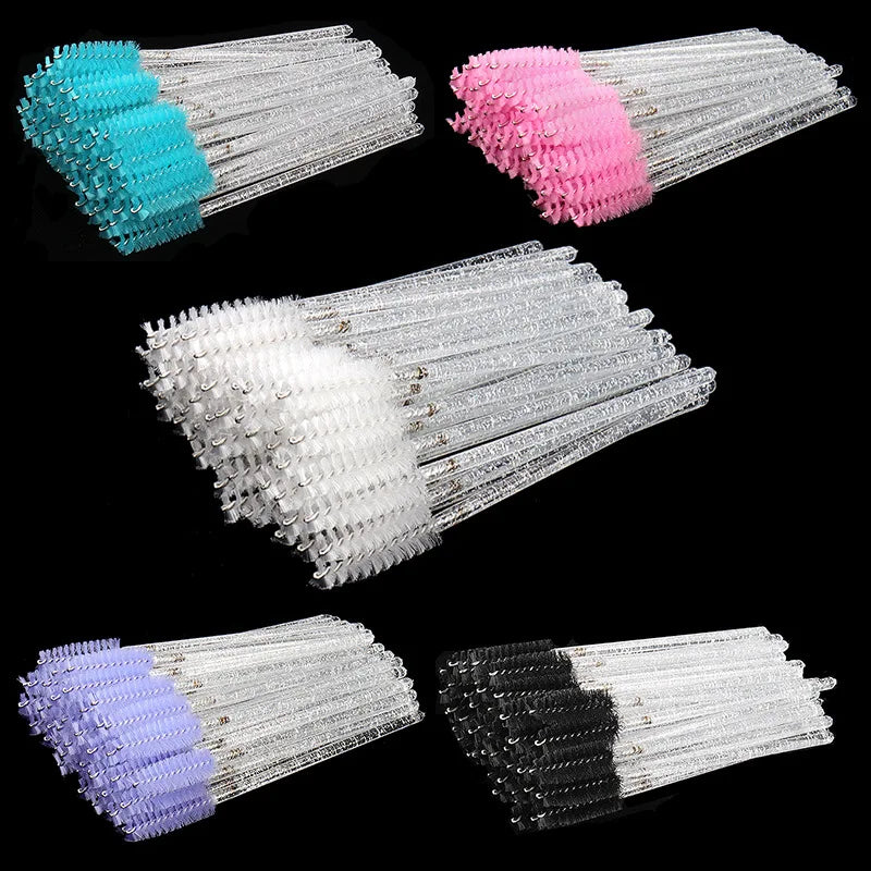 Mascara Wands for Lash Extensions Glitter Black Disposable Eyelash Brushes Makeup Applicators Tool Custom Packing