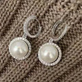 Sunflower Drop Earrings 8-9mm Natural High Quality White Pearl Vintage Style AAAA Grade Women's Jewelry
