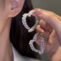 Fashion Zircon Heart Earrings Temperament Luxury High Grade Earrings Fashion Personalized Versatile Design Earrings