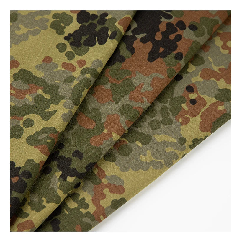 T/C 8020 Polyester/Cotton Flecktarn Camouflage Ripstop Woven Waterproof Tear-Resistant Fabric for Tactical Gears & Garment