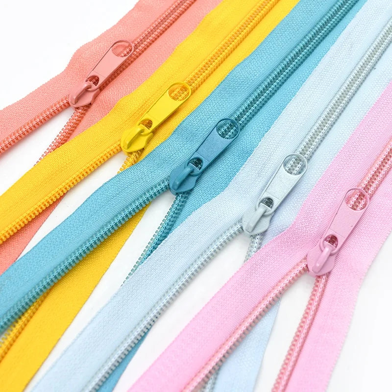 Deepeel AP672 3#5# Clothes and Bags Garment Decorative Colorful Nylon Zipper Tape for School Bag or Net Sofa Cover Cuted Zipper