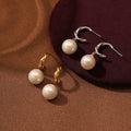 Gold Plated Stainless Steel Twisted Circle Huggie Hoop Earrings for Women Jewelry Natural Shell Pearl Drop Dangle Earrings