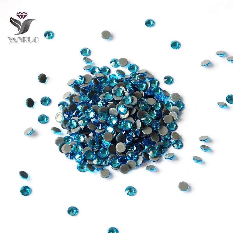 SS4-SS30 Wholesale Multiple Sizes Aquamarine Hotfix Self Adhesive Rhinestones Strass for Garment Accessories
