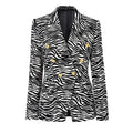 2025 Autumn Winter Vintage Women's Long Top New Zebra Print Slim Fit Small Suit Waist Cinched Cross-Border Commuting Knitted