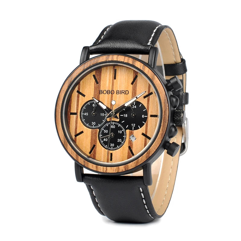 Best Selling P09 Men's Wood Watches Multi-Function and Multi-Color Sport and Fashion Style