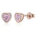 OAHLAN Women Fashion Jewelry Rose Gold Plated Cubic Zirconia Earrings Heart Cut 925 Sterling Silver Stud Earrings