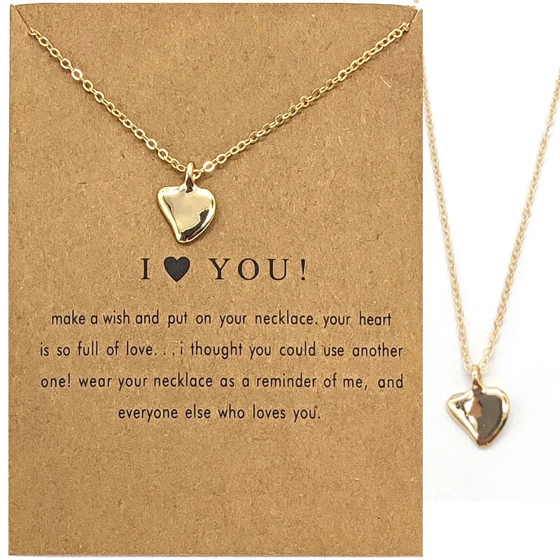Welwish Wholesale Custom Promo Card Packing Necklace Gold Plated Tiny Collar Pendant Necklace