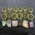 New Natural Raw Ore Keychain Gem Quartz Fluorite Citrine Amethyst Irregular Stone Pendants Charms DIY Jewelry Making Accessories