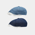 2024 New Korean Version Fashion Retro Denim Beret Hat Women Lady Wave White Edge Newsboy Hat