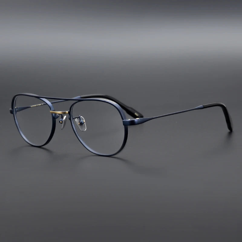 Shenzhen Factory Direct Sales Polygon Titanium Retro Glasses Frame Twin-beam Hawksbill Glasses Luxury Optical Frames