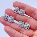13mm Solid Silver 925 Vvs Moissanite Screw Back Stud baguette Diamond Earrings