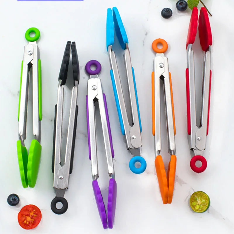 New Design Silicone Non-Slip Heat Tongs with Non-Stick Grips Handle Home Kitchen Grilling Tongs Tool Set