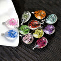 5pcs 31x18x5mm Hot Sale Jewelry Crystal Glass Real Dried Flower Drop Necklace Pendant; Necklaces for Women