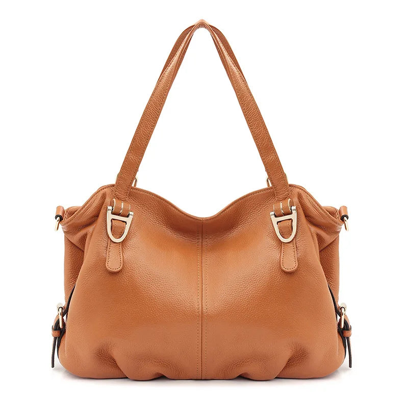 Custom Designer Women's Casual Genuine Cow Leather Tote Handbags Stylish for All Seasons with Zipper Closure