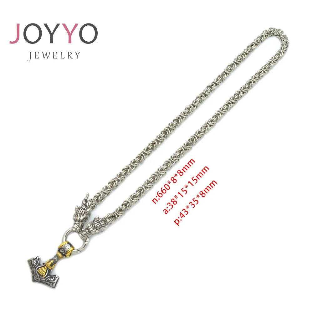 Hot Selling Famous Designer Brands Norse Viking Thor's Hammer Mjolnir Pendant Stainless Steel Necklace