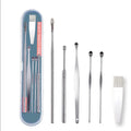 6pcs Ear Cleansing Tool Kit Spring Ear-Wax Cleaner Tool Ear Picks Curette with Cleaning Brush