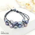 Fashion Jewelry Leather Handmade Multilayer Wrap Rope  Nature Pearl Charms Bracelets Wholesale