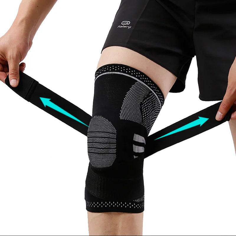 2116#Knee Brace Compression Sleeve Elastic Knee Wraps Patella Stabilizer with Silicone Gel Spring Support Hinged Knee Pads