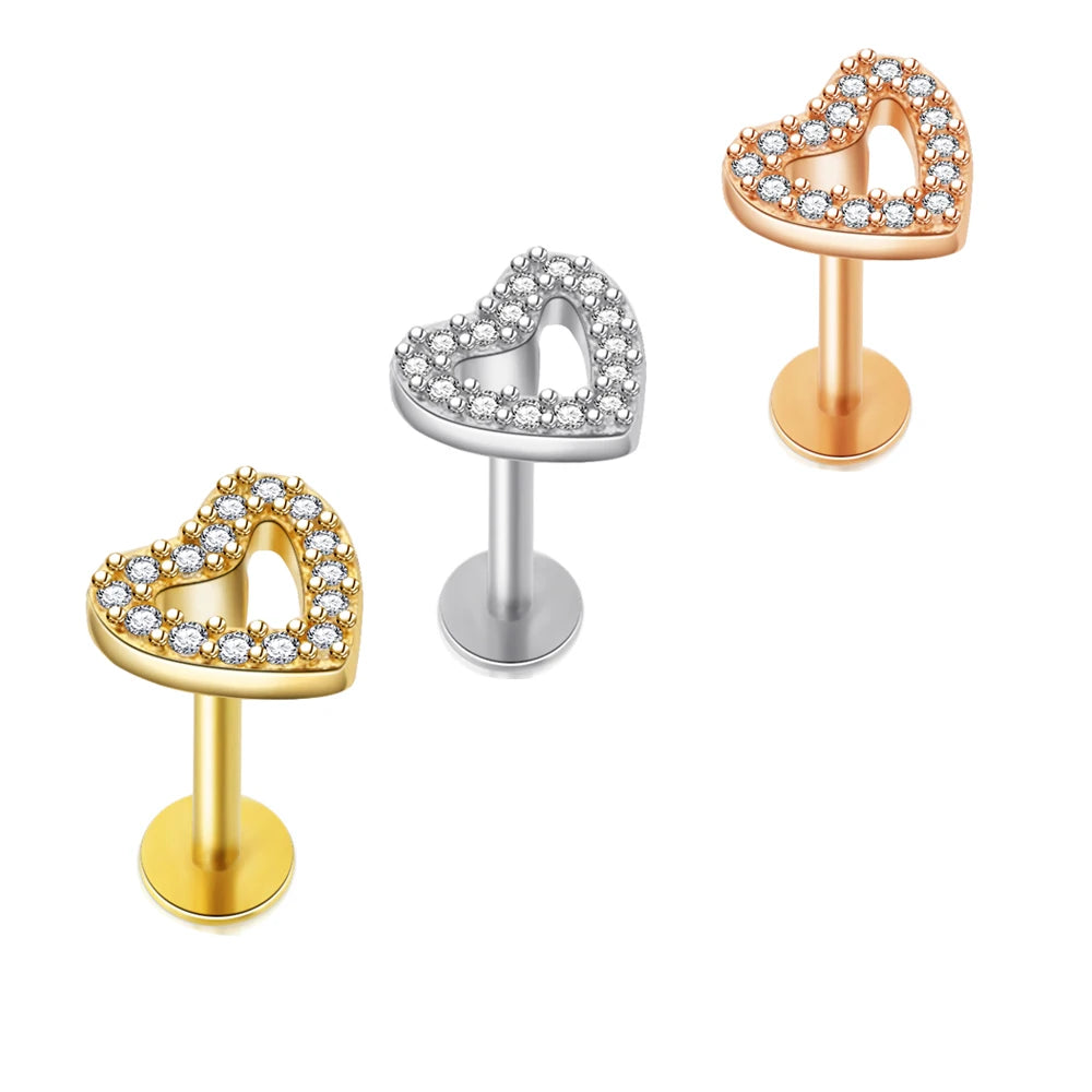 Cartilage Earrings for Women/Men//Boys/Girls - Tragus Jewelry Set with Cubic Zirconia and Surgical Steel
