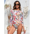 Wholesale Floral Printed Surfwear Sunscreen Swimsuit Backless Long Sleeve Swimsuit One Piece Swimwear