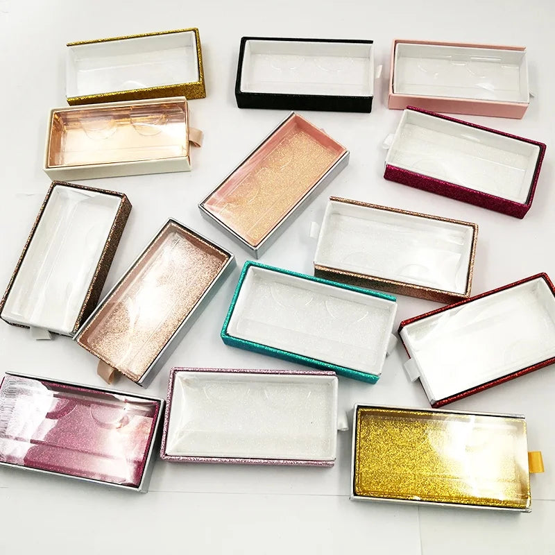 Y Customized Faux Cils Box Eye Lash Packaging case Cardboard Transparent Cover Pulling Style Boutique Box