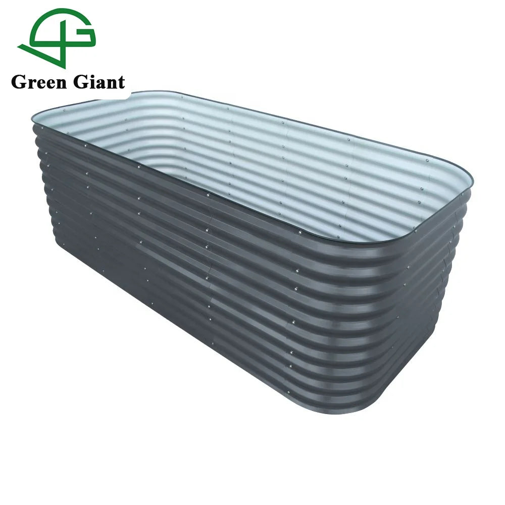 32 "x 3.5ft X 8ft Aluzinc Galvanized Planter Box Modular Corrugated Metal Raised Garden Bed Kit with Brace Rod 32"Tall 12 in 1