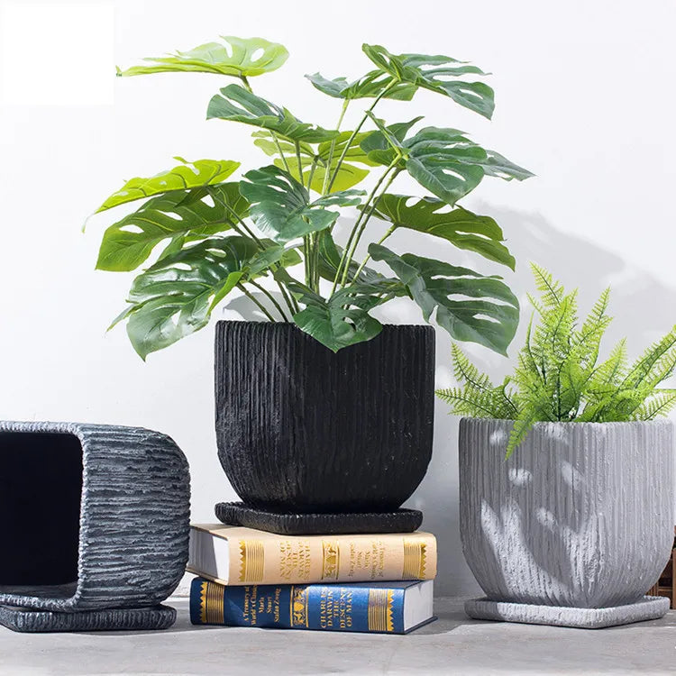 Nordic Table Top Creative Grain Flowerpot Square Big Simple Cement Maceta Maceteros Vivero Plastico Plant Pot