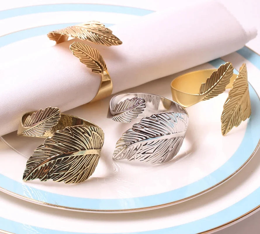 Hot Sale  Leaf Shape Napkin Ring Wedding Banquet Banquet Dinner Party Napkin Holder Ring Table Decoration