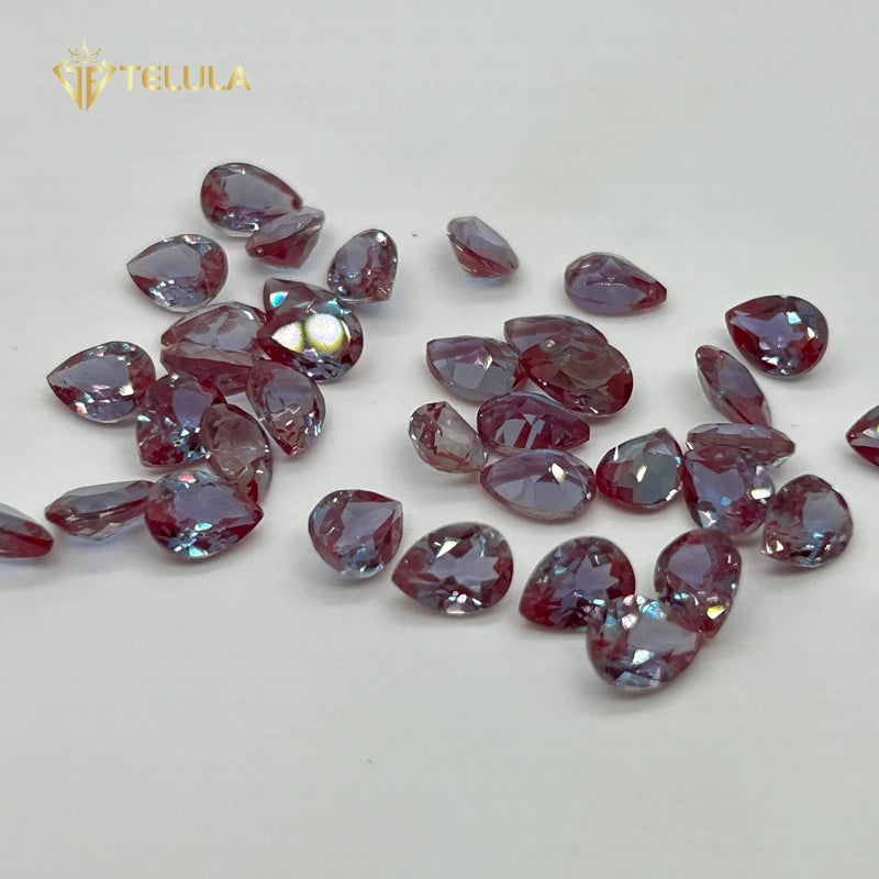 Color Changing Synthetic Color Changing Purple Pear Alexandrite Stone