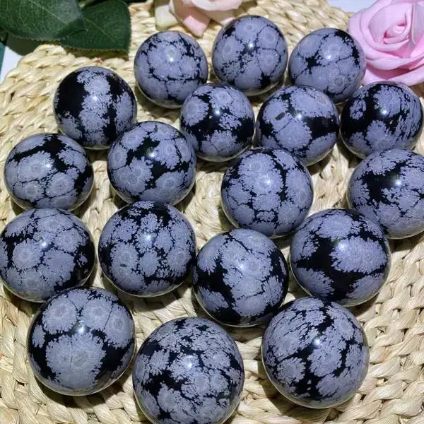 Wholesale Natural Energy Crystal Snowflake Obsidian Ball Crystal Sphere