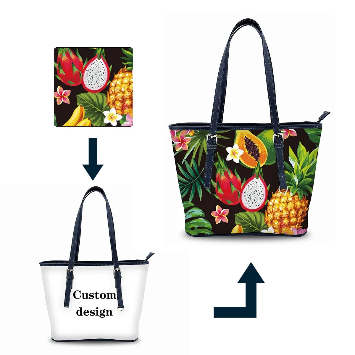 Designer Luxury Women's PU Leather Tote Bag with Custom Designed Reusable Material Multiple Compartments for Promotional Use