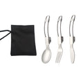 3pcs Outdoor Ultralight Portable Stainless Steel 304 Mirror Polish Folding Knife Fork Spoon Multi-functional Classic Design Set