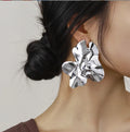 Fashion Irregular Metal Stud Earrings for Women Vintage Big Statement Exaggerated Geometric Jewelry Gold Silver Color Earrings