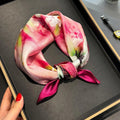 Latest Arrival Office Ladies Tie Small Neck Scarf Gift Bandana Fancy Flower Print 53*53CM 100% Silk Square Scarves Shawls