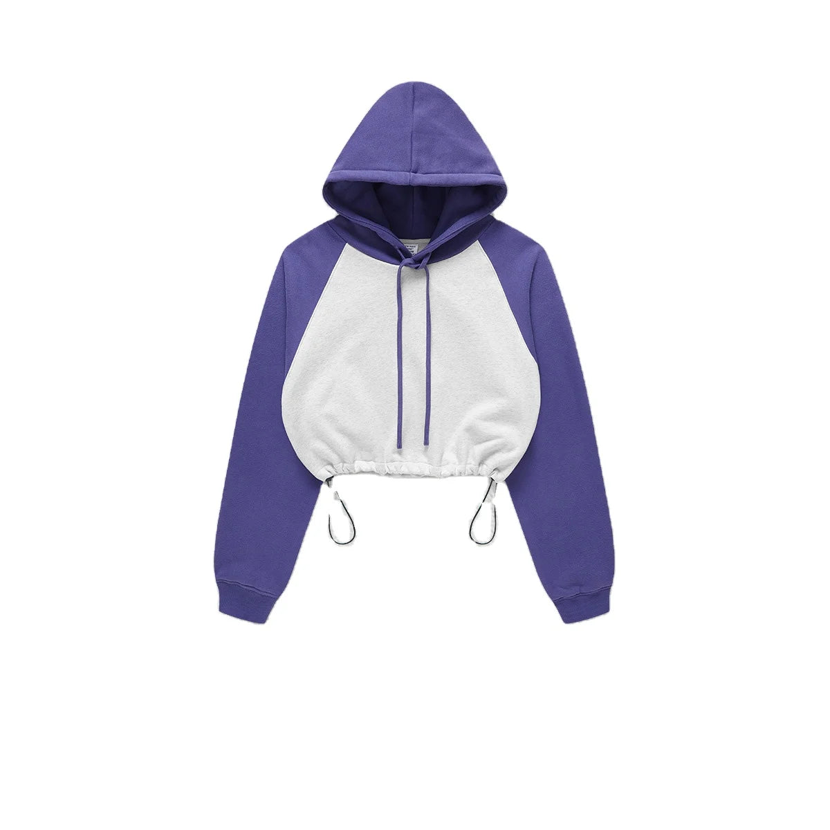 SanDian Fashion Solid Blank Hooded Sweater Long Sleeve Fleece Warm Crop Top Hoodie for Women