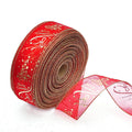 6.3X200cm Red Gold Merry Christmas Ribbons Roll for Christmas Tree Decor Supplies Red Ribbon for Christmas Party Decorations